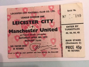 Leicester City v Manchester United april 1972 ticket :eague devision League One for sale on Ebay
