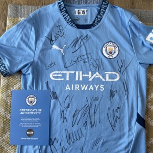 Manchester City 2024/25 Squad Signed home Shirt club COA 0579119 signatures for sale on Ebay