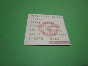 MATCH TICKET STUB :  MANCHESTER UNITED  v  DERBY COUNTY  1972/3   SEPTEMBER 23rd for sale on Ebay