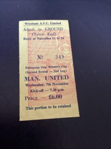 Wrexham v Manchester United 1990/91 ECWC Match Ticket for sale on Ebay