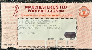 1995 Unused Manchester United V Coventry City Match Ticket Stub Football for sale on Ebay
