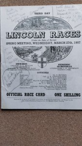 UNIQUE RACECARD USED BY SIR PETER O’SULLEVAN AT THE 1957 LINCOLN WON BY BABUR for sale on Ebay
