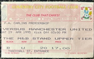 1994 1995 Coventry City V Manchester United Match Ticket Stub Football for sale on Ebay