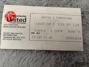 1976/77 TICKET STUB MANCHESTER UNITED MAN UTD V SUNDERLAND LEAGUE CUP for sale on Ebay