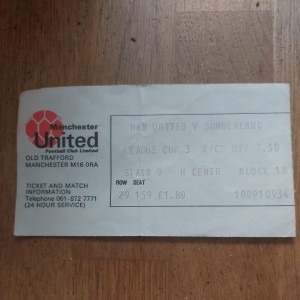 1976/77 TICKET STUB MANCHESTER UNITED MAN UTD V SUNDERLAND LEAGUE CUP for sale on Ebay