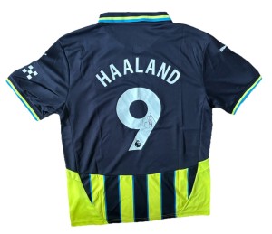 ERLING HAALAND Hand Signed 24/25 Manchester City Away Shirt RARE*COA for sale on Ebay