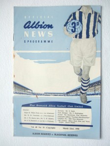 West Bromwich Albion Brom RESERVES v Blackpool 22.3.1958 football programme for sale on Ebay