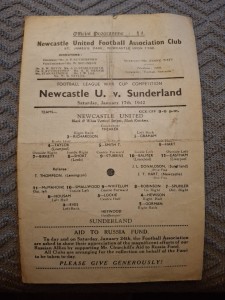 Newcastle United v Sunderland programme.  17/1/1942  League War Cup for sale on Ebay