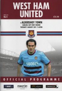 2011/12 WEST HAM UNITED V ALDERSHOT TOWN [CARLING CUP 1ST RD [POSTPONED] RARE for sale on Ebay
