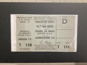 Manchester United v West Ham complete Ticket Stub 1967-68 for sale on Ebay