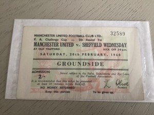 1960 Manchester United v Sheffield Wednesday FA Cup 5th Round Ticket stub for sale on Ebay