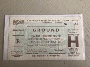 1961 Manchester United v Sheffield Wednesday FA Cup 4th Round Ticket stub for sale on Ebay