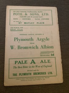 12 March 1949 Plymouth Argyle v West Bromwich Albion WBA for sale on Ebay