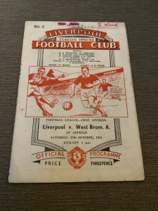 27 October 1951 Liverpool v West Bromwich Albion WBA for sale on Ebay