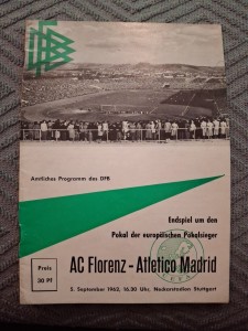 AC Florenz (Fiorentina) v Atletico Madrid programme.  5/9/1962 ECWC Final Replay for sale on Ebay