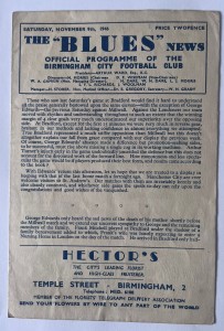 Birmingham City v Manchester City 9th November 1946 for sale on Ebay