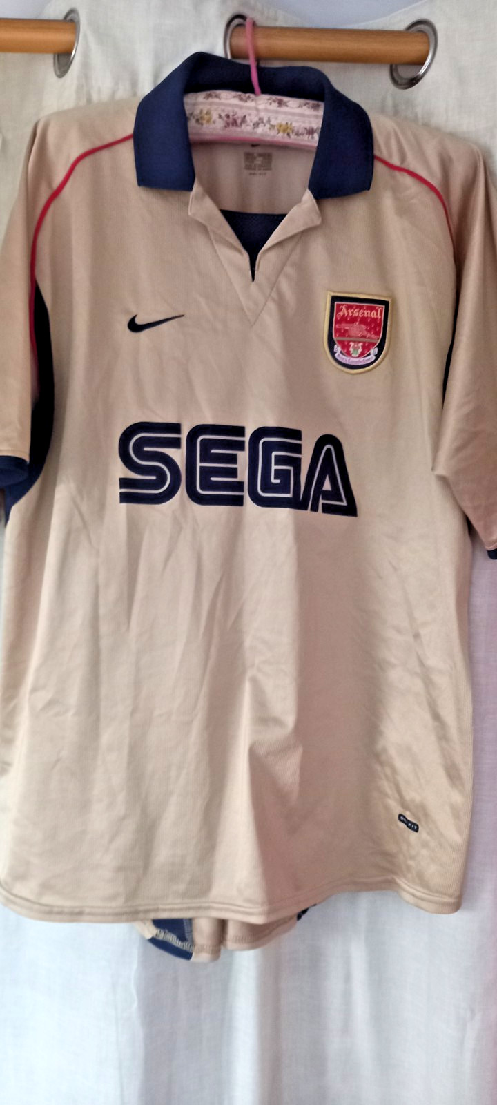 arsenal sega gold away kit 2001-02 adults size xl for sale on Ebay