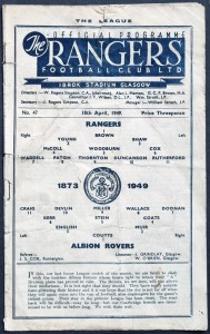 Rangers v Albion Rovers  (No 47)  League  18th April 1949 for sale on Ebay