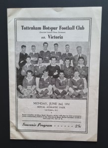 Victoria v Tottenham/Spurs 1951/52 Friendly in Canada,  very rare for sale on Ebay