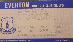 Everton V Manchester United Ticket 1989-90 for sale on Ebay