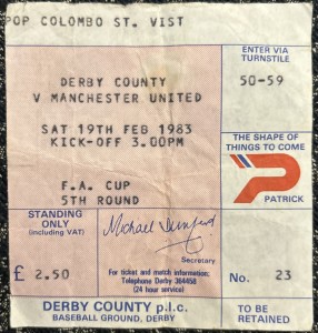 1983 FA Cup Derby County Manchester United  Football Match Ticket Stub Football for sale on Ebay