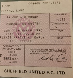 Sheffield United V Manchester United FA Cup Ticket 1989-90 for sale on Ebay