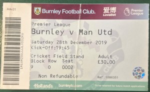 2019 Burnley V Manchester United Football Match Ticket Stub Football Premier for sale on Ebay