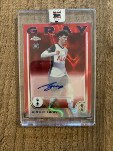 24-25 Topps Chrome UCC Autograph Archie Gray /5 Red Rookie Tottenham Hotspurs RC for sale on Ebay