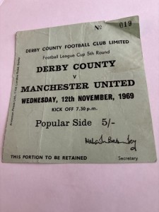 1969 TICKET STUB DERBY COUNTY V MANCHESTER UNITED MAN UTD LEAGUE CUP 5th ROUND for sale on Ebay