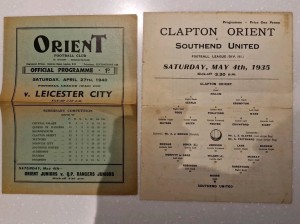 2 Football Programmes, Clapton Orient V Leicester City 1940/Southend United 1935 for sale on Ebay
