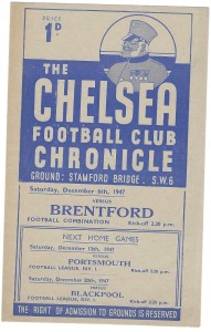CHELSEA V BRENTFORD 1947-48 RESERVES COMBINATION  DECEMBER 6TH 1947 for sale on Ebay
