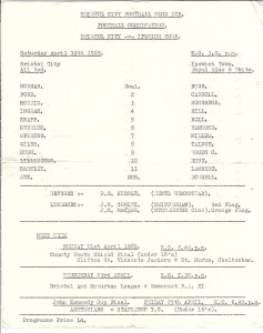 BRISTOL CITY V IPSWICH TOWN  1968-69 RESERVES COMBINATION 19TH APRIL 1969 S/S for sale on Ebay