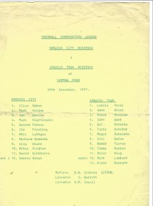 NORWICH CITY  V IPSWICH TOWN  1977-78 RESERVES COMBINATION 29TH DECEMBER 1977 SS for sale on Ebay