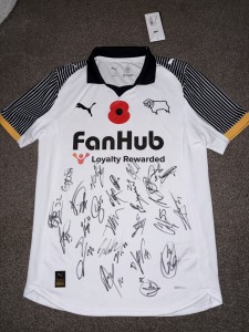 SIGNED OFFICIAL DERBY COUNTY POPPY SHIRT 25/26 RAMS DCFC PROOF  for sale on Ebay