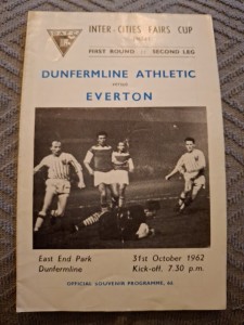 Dunfermline Athletic v Everton programme.  31/10/1962  Inter Cities Cup  for sale on Ebay