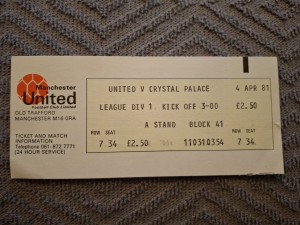 Manchester United v Crystal Palace TICKET.  4/4/1981 for sale on Ebay