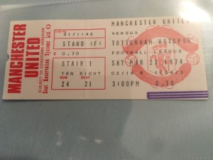 Manchester United V Tottenham Hotspur 1973/74 relegation Season ticket for sale on Ebay