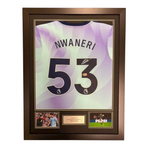 Ethan Nwaneri signed shirt FRAMED ACG ARSENAL JERSEY PROOF SAKA EZE SALIBA   for sale on Ebay