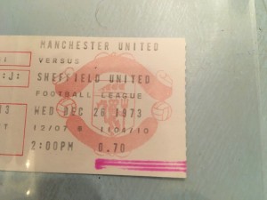 Manchester  United V Sheffield United 1973/74 Relegation Season ticket for sale on Ebay