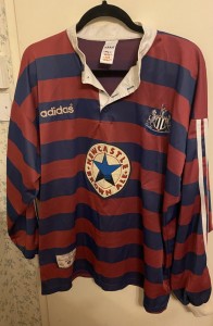 NEWCASTLE UNITED AWAY SHIRT 95/96 , ORIGINAL ADIDAS , XL , USED, LONG SLEEVES for sale on Ebay