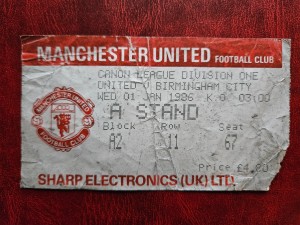 TICKET: 1.01.1986 MANCHESTER UNITED - BIRMINGHAM CITY | SILVER SHINY for sale on Ebay