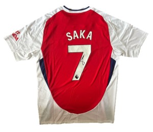 BUKAYO SAKA Hand signed Arsenal 24/25 Home Shirt Premier League RARE Proof/COA for sale on Ebay