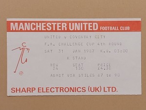 Manchester United V Coventry City FA Cup Match Ticket Stub 1986 1987 Football for sale on Ebay