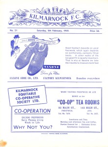 KILMARNOCK v Stirling Albion, 5th February 1949, Scottish League Division B for sale on Ebay