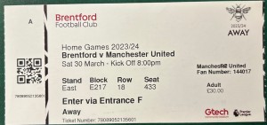 Mint 2024 Brentford  V Manchester United Football Match Ticket Stub Football for sale on Ebay