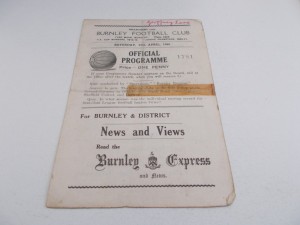 Burnley  v  Everton  45/46 with EIGHT BURNLEY AUTOGRAPHS for sale on Ebay