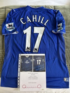 Unwashed Match Worn Tim Cahill Everton vs Liverpool 2004/05 Football Shirt for sale on Ebay