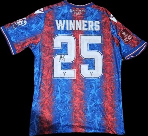 Maxence Lacroix 24/25 Crystal Palace Home Shirt 'WINNERS 25' Football COA PROOF for sale on Ebay