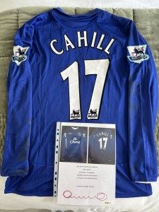Unwashed Match Worn Tim Cahill Everton vs Liverpool 2005/06 Football Shirt for sale on Ebay