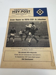 71/72 HSV HAMBURG V ST JOHNSTONE of SCOTLAND UEFA CUP   FOOTBALL  Programme for sale on Ebay